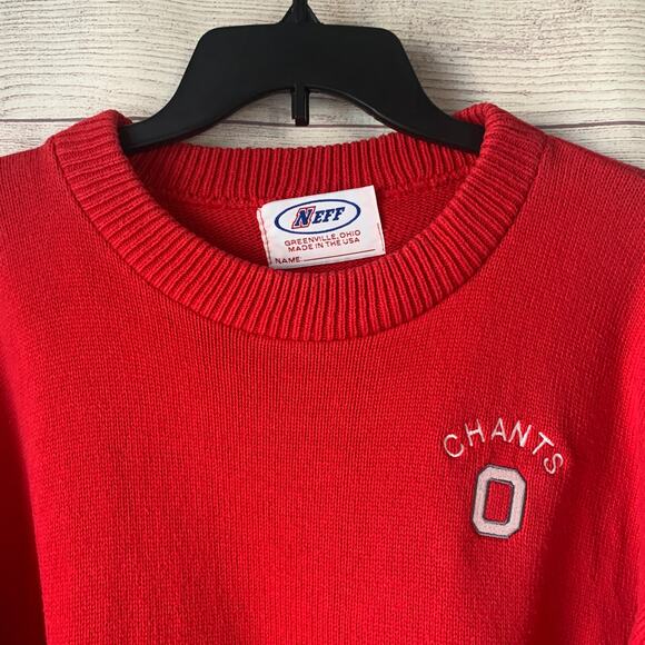 Vintage NEFF Red Chants Men's Knit Sweater Y2K Crew Neck Cotton - Picture 15 of 15